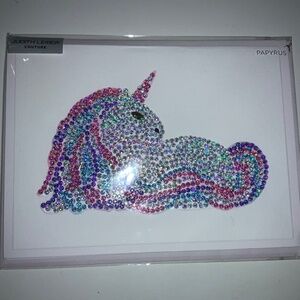 Papyrus Judith Lieberman rhinestone unicorn Blanket Inside greeting card New